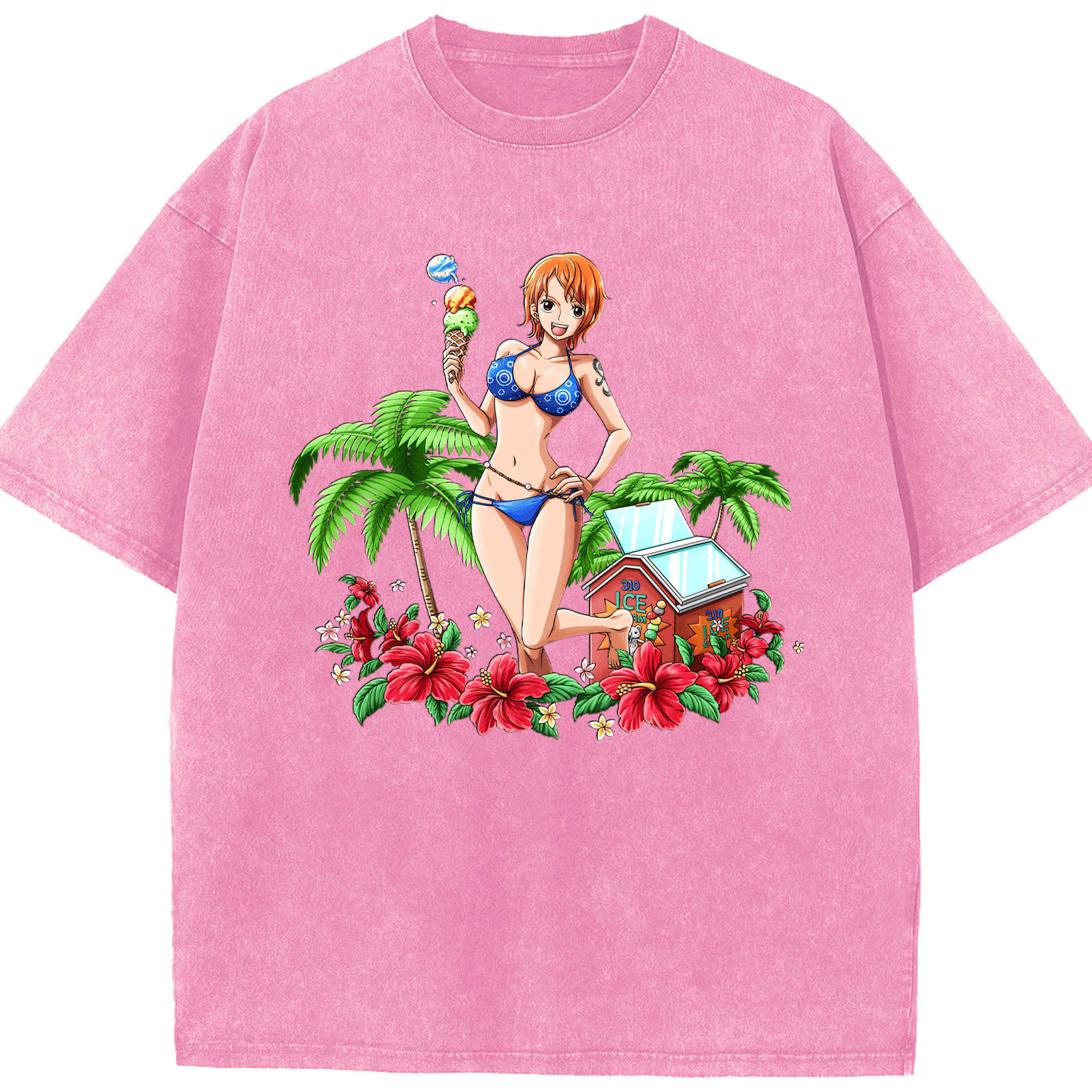 ワンピース ナミ ONE PIECE Nami 綿100% ヴィンテージ風 半袖Tシャツ（フロントプリント）